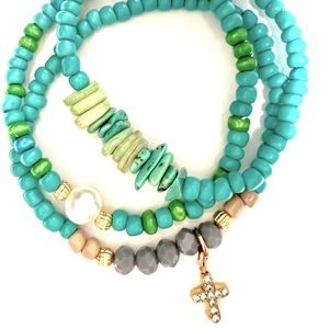 Stack of 3 seed bead bracelets